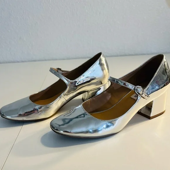 Steve Madden Metallic Silver Block Heels - Picture 2 of 6